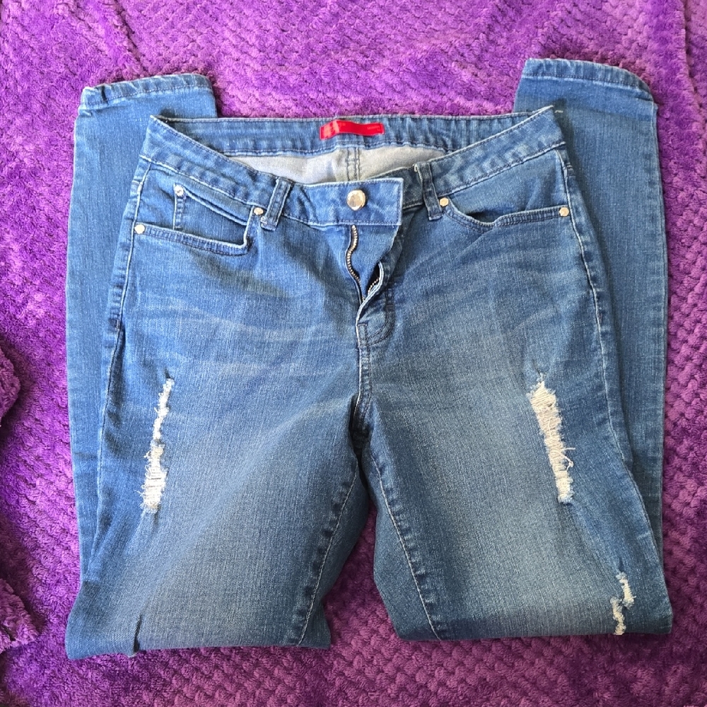 Jennifer Lopez Distressed Blue Skinny Jeans